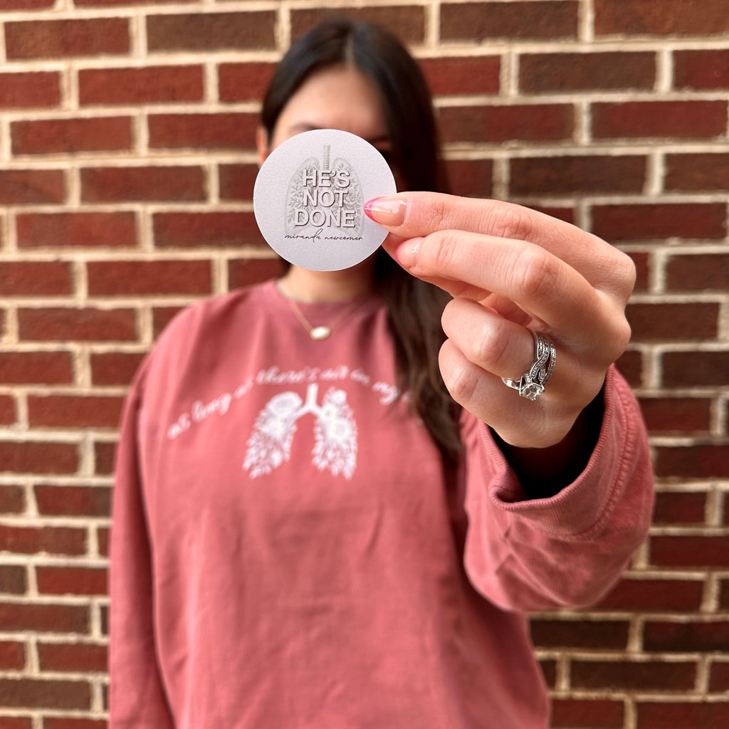 He's Not Done Sticker